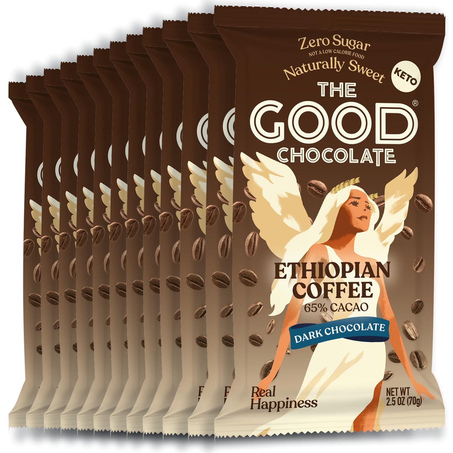THE GOOD CHOCOLATE - Keto Dark Chocolate Coffee Bars with Zero Sugar Lower Net Carb - Dark Chocolate Bar that Offers Lower Calorie Chocolate Candy - Keto Snack Low Carb All Natural Non-GMO (12 Bars)