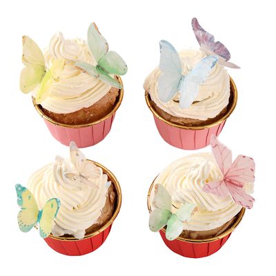 YOcity 40Pcs Wafer Paper Butterfly Cupcake Cake Toppers Edible Butterflies for Cake Decorations Colorful Butterfly for Wedding Birthday Party Cupcakes Decorating Supplies(Mix Color Size)