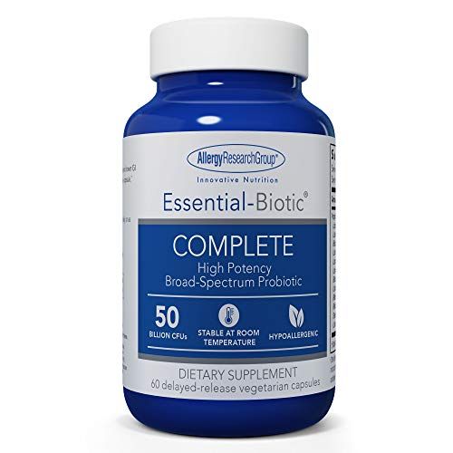 Allergy Research Group Essential-Biotic Complete Supplement - High Potency Probiotics for Men Women, Supports Gut Digestive Health, 50 Billion CFUs, Delayed-Release Vegetarian Capsules - 60 Count
