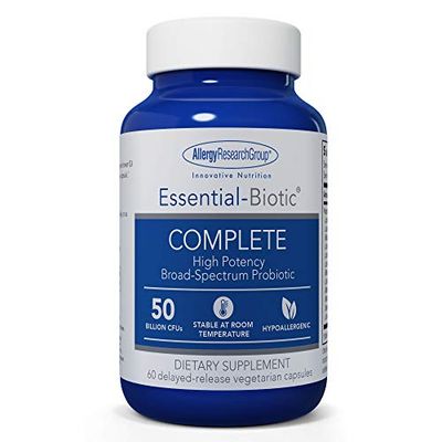 Allergy Research Group Essential-Biotic Complete Supplement - High Potency Probiotics for Men Women, Supports Gut Digestive Health, 50 Billion CFUs, Delayed-Release Vegetarian Capsules - 60 Count