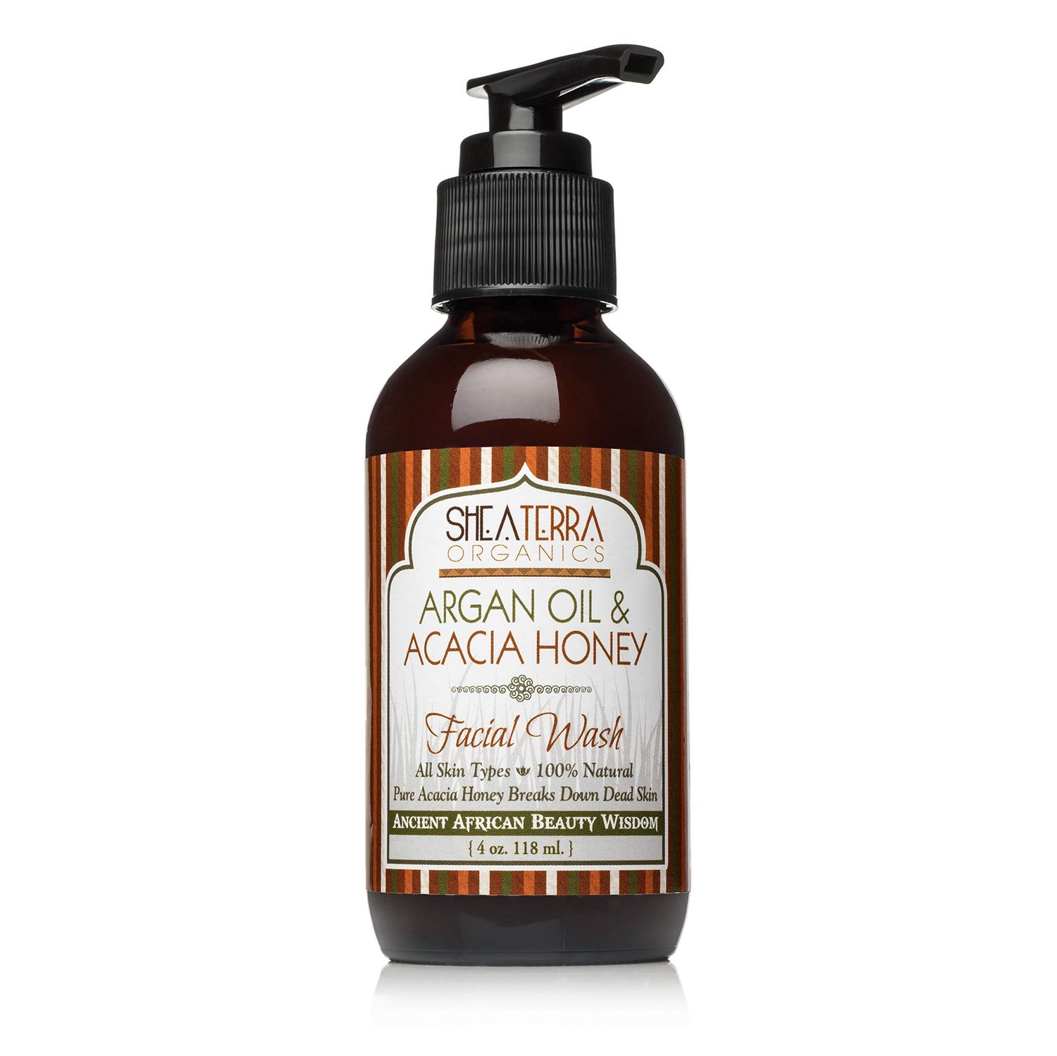Shea Terra Organics Argan Oil Acacia Honey Facial Wash Cleanser - Anti Aging, Breakout Wrinkle Reducing Face Wash for Clear Reduced Pores - With Organic Natural Ingredients - 4 oz
