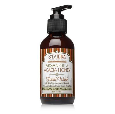 Shea Terra Organics Argan Oil Acacia Honey Facial Wash Cleanser - Anti Aging, Breakout Wrinkle Reducing Face Wash for Clear Reduced Pores - With Organic Natural Ingredients - 4 oz