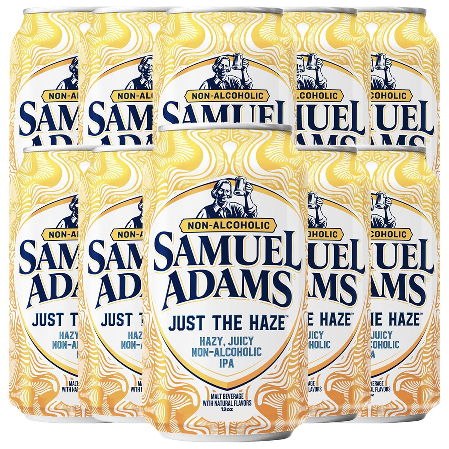 Samuel Adams 10 Pack Just the Haze Non-Alcoholic Hazy IPA Brew - Dealcoholized Sam Adams Craft Beer - 12oz Cans - Sabro, Citra, Mosaic, Cascade Hops