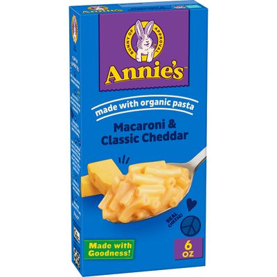 Annie&#39;s Macaroni and Classic Cheddar with Organic Pasta, Made with Real Cheese, Dinner Side or Snack, 6 oz
