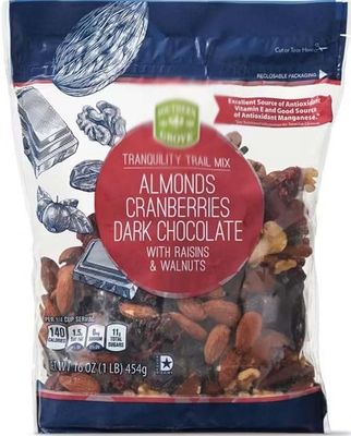 Southern Grove Tranquility Trail Mix Almonds Cranberries Dark Chocolate Raisins Walnuts, Bag - Snack Snacking Food Treat 16oz Bag