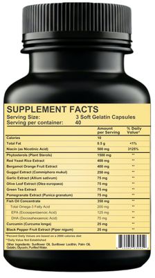 Nikoni Advanced Cholesterol Support 3600 mg Plant Sterols with 14-in-1 Supplement -120 softgels