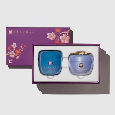 Tatcha Replenishing Nourishment Duo: AM PM Set, Dewy Skin Cream 1.7 oz Indigo Overnight Repair Serum 1.7 oz (164 Value)
