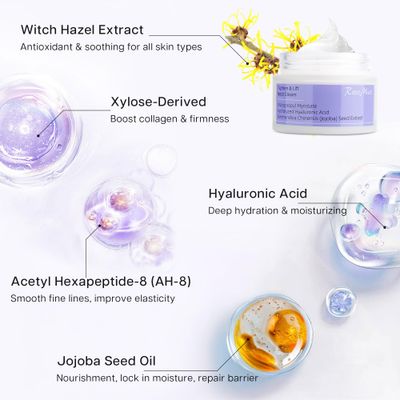 VRAIKO RoscMinc AH-8 Neck Cream, Hyaluronic Acid and Jojoba Oil Enriched Neck Firming Cream Moisturizer to Smooth Wrinkles Fine Lines Nourish Hydrate Skin for Neck Chest Face