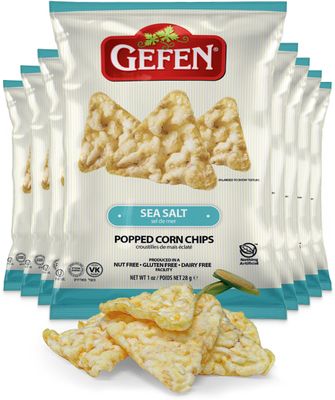 Gefen Popped Corn Chips with Sea Salt, 1oz (8 Pack) Gluten Free Healthy Snacking Nothing Artificial Snack Bag