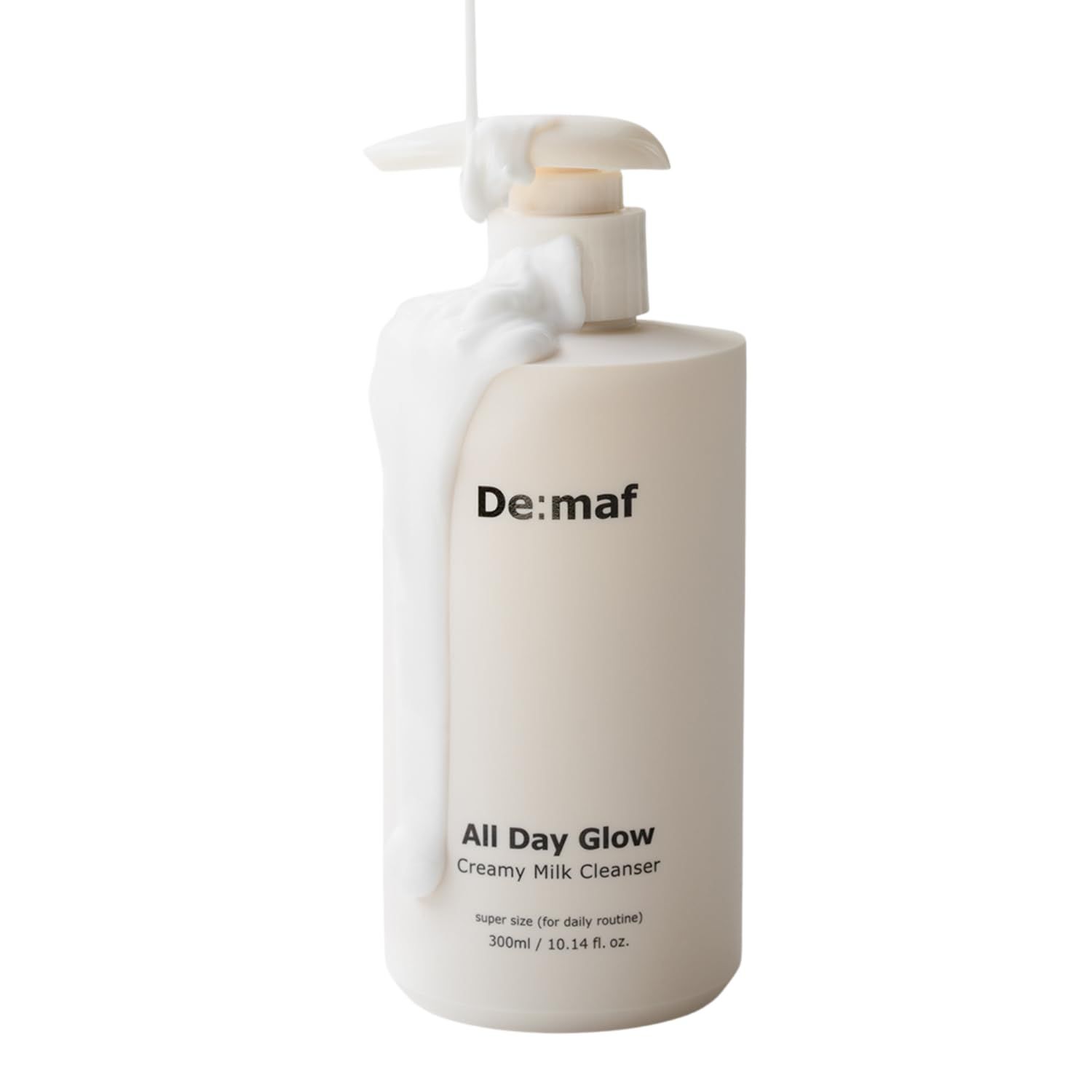 De:maf All Day Glow Creamy Milk Cleanser Gentle Face Wash for Sensitive Skin, Korean Face Wash Hydrating Facial Cleanser with Hyaluronic Acid, Ceramides, Panthenol (10.14 fl oz)