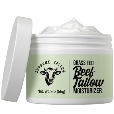 Supreme Grass Fed Beef Tallow Moisturizer For Sensitive Skin. Unscented Ultra High Purity Whipped Tallow Balm. 2-In-1 Face Cream And Body Lotion For Dry, Damaged, Or Sensitive Skin Care.