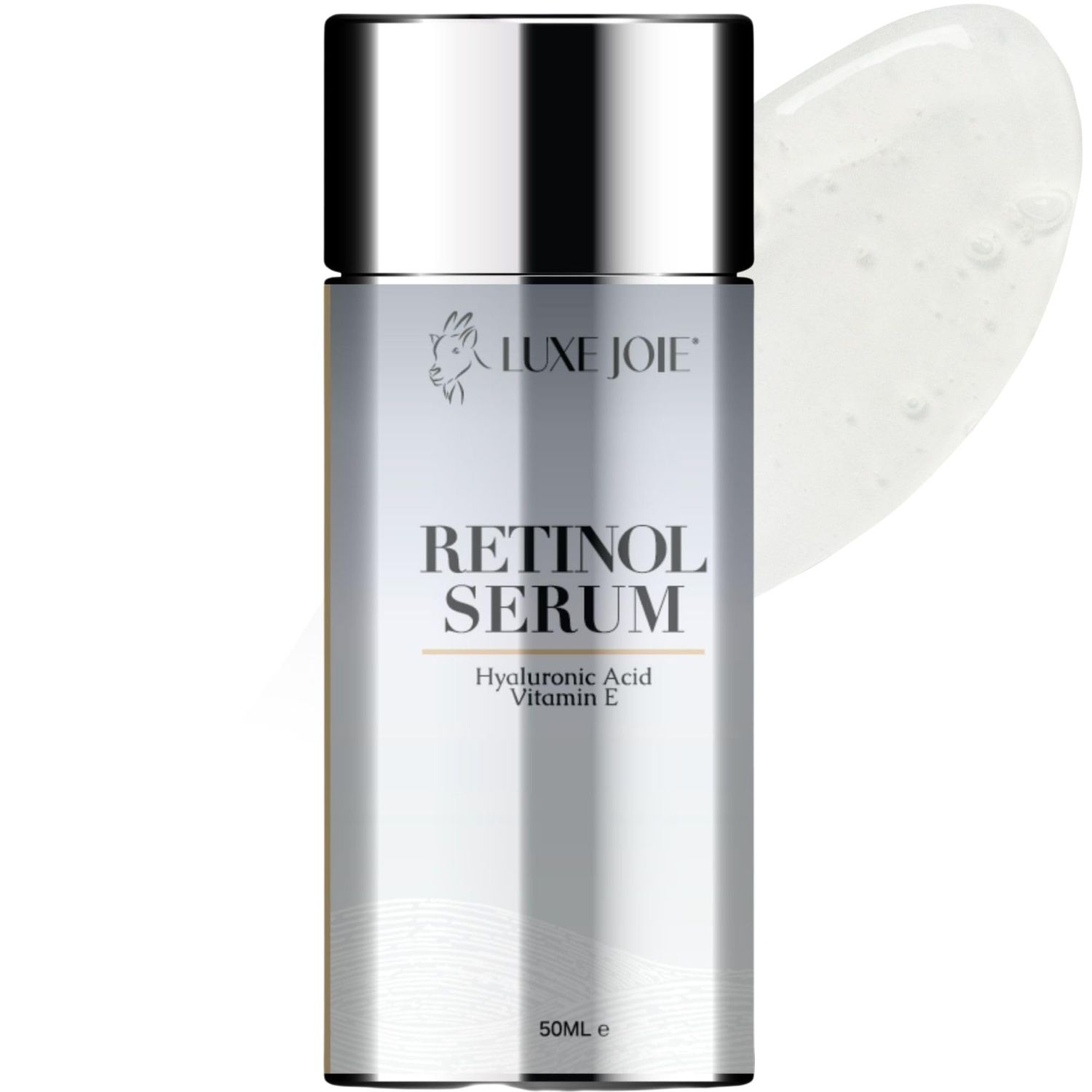 LuxeJoie Retinol Serum 1.7 oz with Hyaluronic Acid Vitamin E - Hydrating - Unscented - Anti Aging Face Serum for Lines Wrinkles - Resurfacing Serum. Suitable for Sensitive Skin