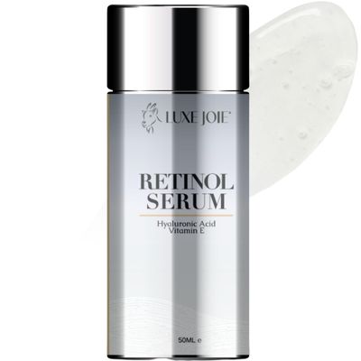 LuxeJoie Retinol Serum 1.7 oz with Hyaluronic Acid Vitamin E - Hydrating - Unscented - Anti Aging Face Serum for Lines Wrinkles - Resurfacing Serum. Suitable for Sensitive Skin