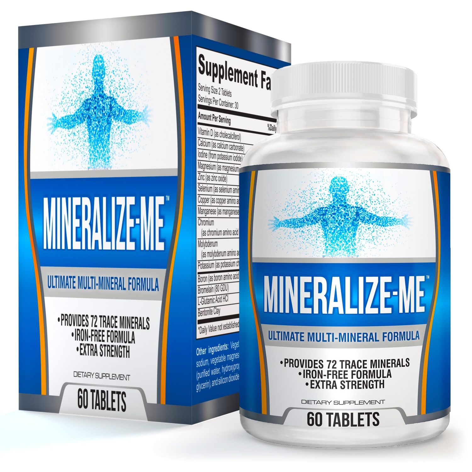 Multimineral Supplement Complex (All-in-1) High-Potency Multiminerals with Trace Minerals - Natural Multi Mineral Supplements - Iron Free Formula 1-Month Supply 60 Tablets