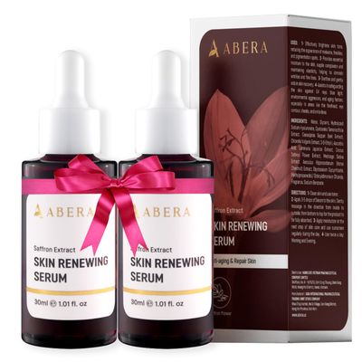 ABERA Saffron Serum For Melasma Treatment, Renewing for Face, Anti-Aging Treatment for Fine Lines Wrinkles, High Potency Saffron Extract, Hydrating Serum, Dark Spot Remover (2 BOXES)
