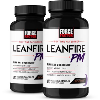 Force Factor LeanFire PM, Weight Loss Pills for Women and Men, Fat Burner and Overnight Weight Loss Pills to Burn Fat, Boost Metabolism, with Melatonin, 60 Count (Pack of 2)