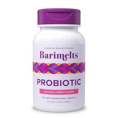 Barimelts Probiotic, 5 Billion CFU - 60 Fast-Dissolving Tablets (2-Month Supply) - Sugar-Free Probiotics for Women, Support Gut Health After Bariatric Surgery, Natural Cherry Flavor