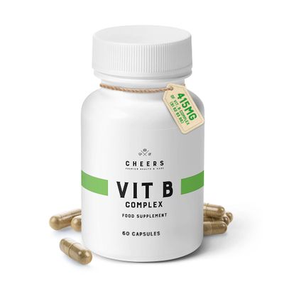 CHEERS - Vitamin B Complex Food Supplement, 60 Capsules 415 mg of Vitamin B1, Vitamin B2, Vitamin B3 Vitamin B6 Vitamin Supplements for Adults, Vitamin B Vegan Supplements for Men and Women