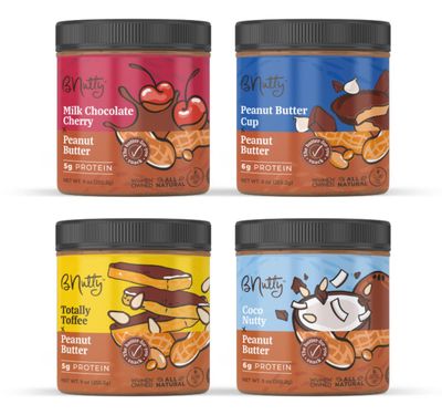 BNutty Chocolate Dream Variety Pack Natural, Crunchy, Creamy Gluten Free Peanut Butter Jars Spread Peanut Butter Cup, Milk Chocolate Cherry, Totally Toffee Coco Nutty 4-Pack
