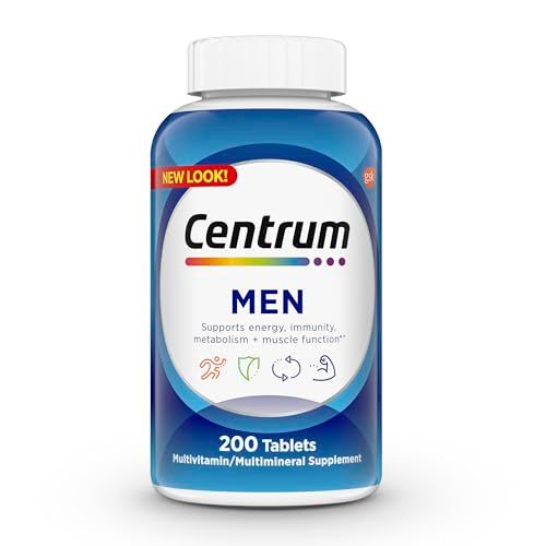 Centrum Multivitamin for Men, MultivitaminMultimineral Supplement with Vitamin D3, B Vitamins and Antioxidants, Gluten Free, Non-GMO Ingredients - 200 Count