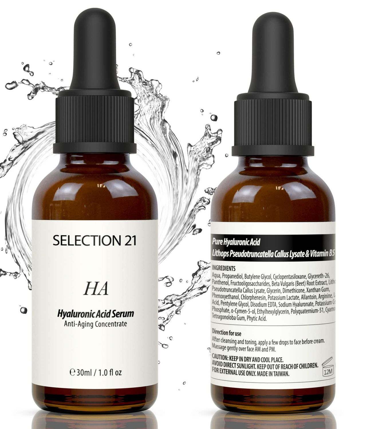 SELECTION 21 Advanced Hyaluronic Acid Serum for Face Anti Aging with 5 Hyaluronic Acid Complex, Hydrating Stem Cell Serum for Skin 1 Fl OZ.(pack of 1)
