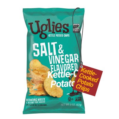 UGLIES Kettle-Cooked Potato Chips, Gluten-Free Snacks, Kosher-Friendly, Non-GMO Snacks for Kids or Office, Lunch Snacks, Individual Snack Packs, Salt and Vinegar Potato Chips, 2 Oz. Each, Pack of 12