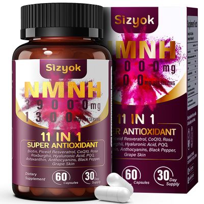 11-in-1 NMNH (Dihydronicotinamide Mononucleotide), 600mg per Serving, NAD Supplement with Resveratrol, CoQ10 to Support NAD Levels, NMNH Supplement for Anti-Aging, 60 Count, 30 Day Supply
