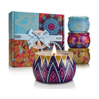 Scented Candles Gift Set, 8 Essential Oil, 4 Pack Aromatherapy Candle, Stress Relief Gifts for Women,120H Burning, Candles for Home Scented, Ideal for Birthday, Christmas, Thanksgiving, Mother&#39;s Day