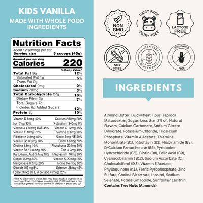 ELSE NUTRITION Plant-Based Kids Protein Shake, Protein Powder for Ages 2-12. Dairy-Free, Complete Nutrition Shake, 25 Vitamins Minerals, Heathy Kids Snacks, Vanilla 1-Pack