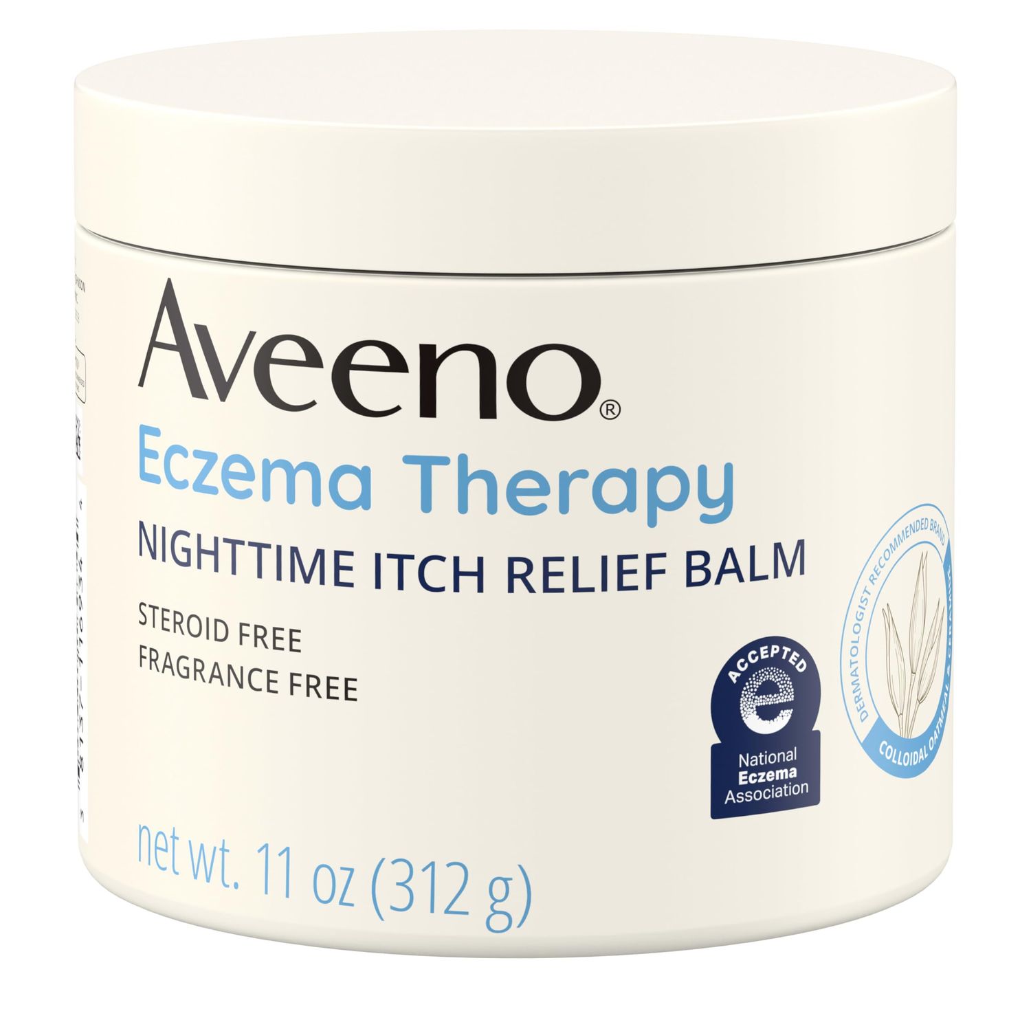 Aveeno Eczema Therapy Nighttime Itch Relief Balm with Colloidal Oatmeal and Ceramide for Dry Itchy Skin, Fragrance-Free Anti Itch Eczema Cream, 11 FL OZ