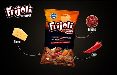 Bocadeli Frijoli Chips HOT, 5.29 oz, Bean Flavored Corn Chips, Salvadoran Snacks (HOT CHILI, 1 Pack)
