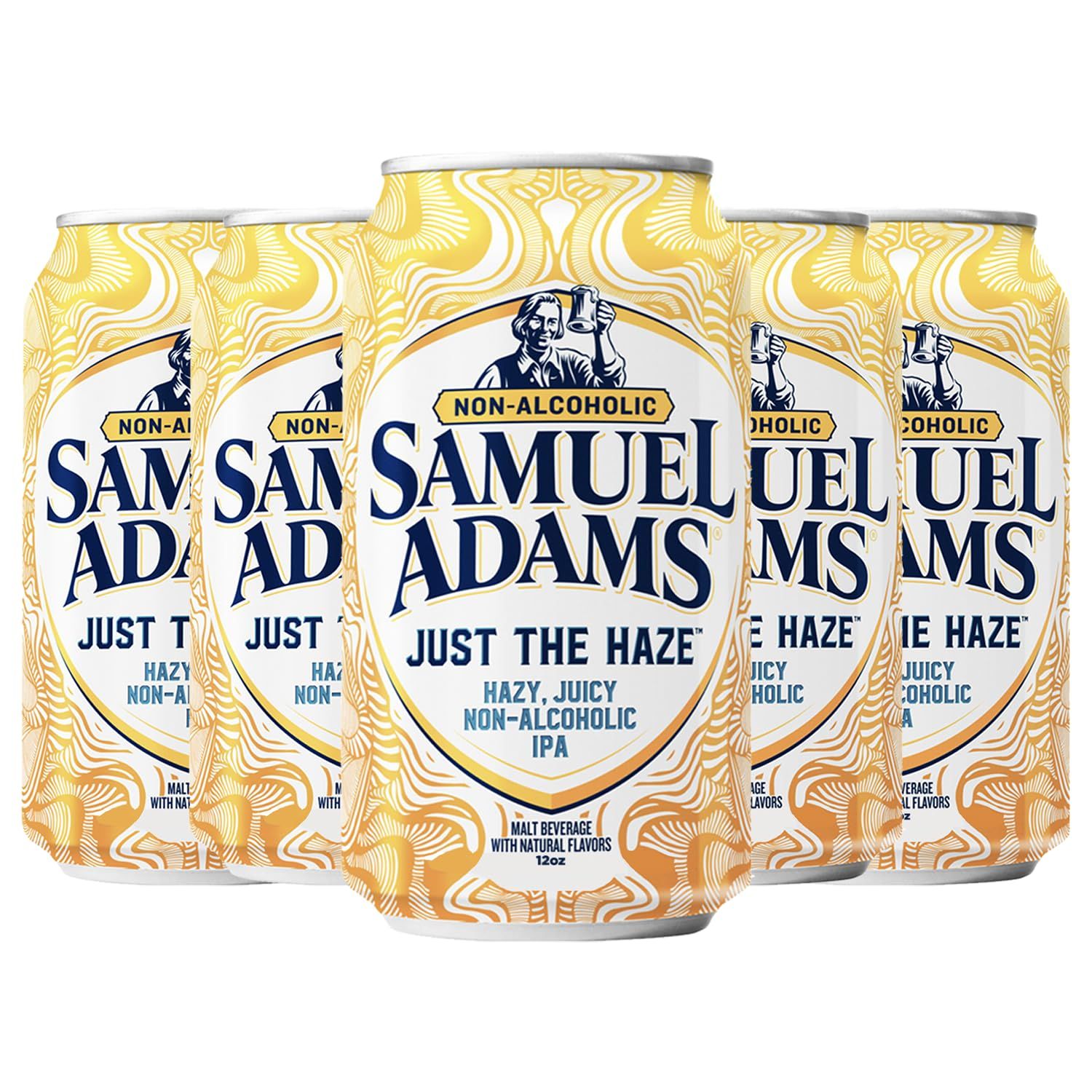 Samuel Adams 5 Pack Just the Haze Non-Alcoholic Hazy IPA Brew - Dealcoholized Sam Adams Craft Beer - 12oz Cans - Sabro, Citra, Mosaic, Cascade Hops