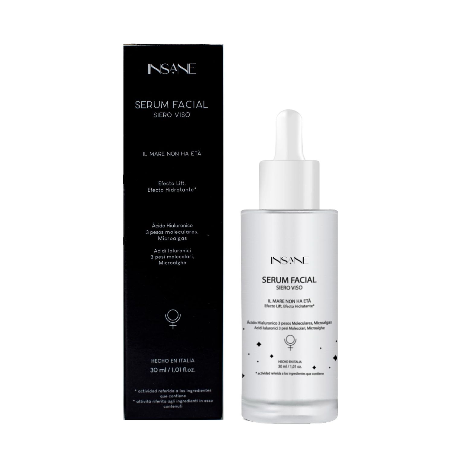 INSANE GLOW Triple Action Hyaluronic Acid Seaweed Serum - Anti-Aging, Firming, Plumping Illuminating - Multi Molecular Hyaluronic Acid Microalgae - Antioxidant Serum. Dermatologically Tested.