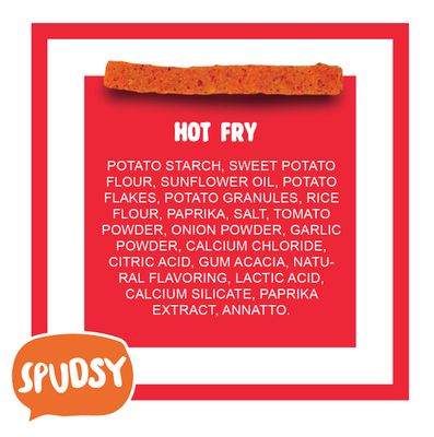 Spudsy Hot Fries - Spicy Sweet Potato Fries Vegan, Gluten Free Veggie Straws Plant-Based, Non-GMO, Kosher, Superfood Snack 6 Pack, 4 oz Bags