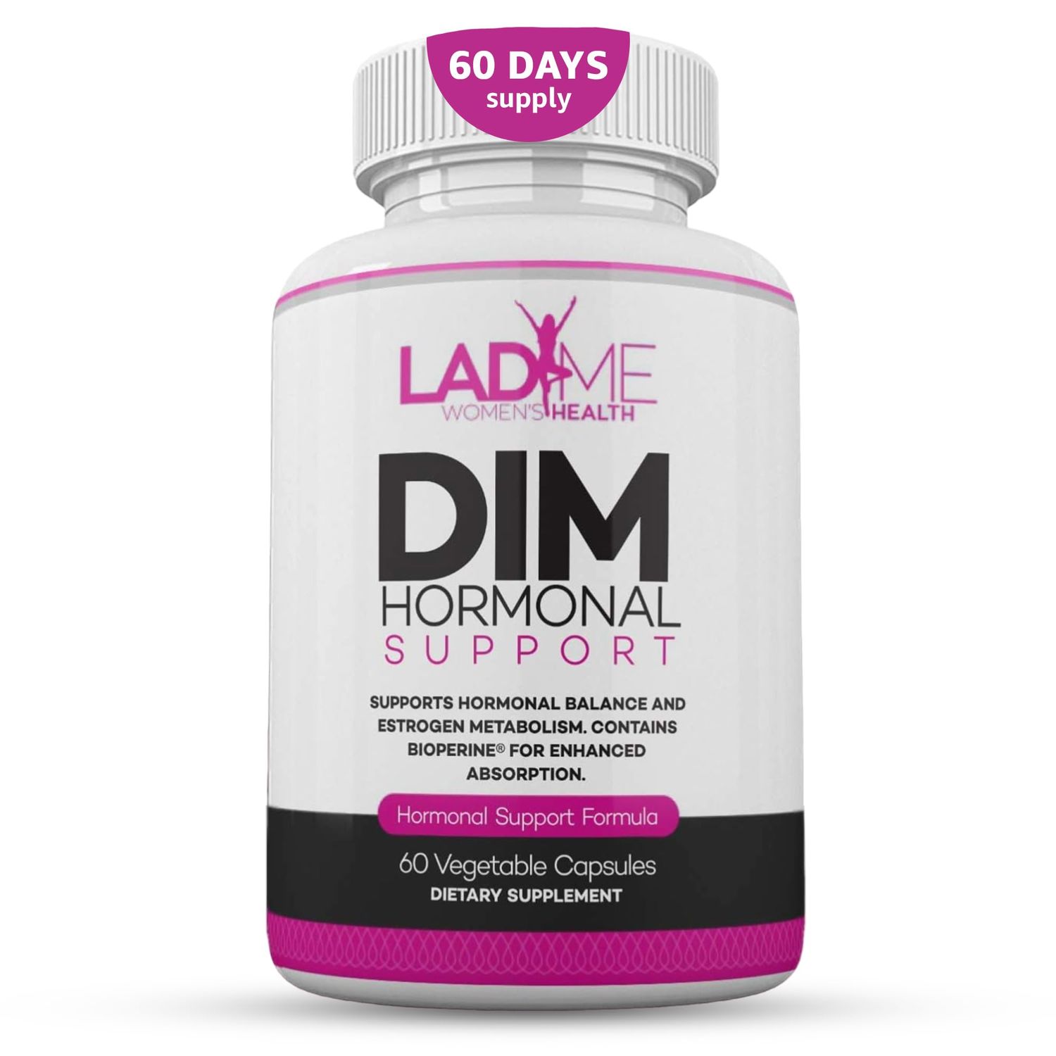 DIM Complex 150mg Hormonal Support Menopause Relief Supplement for Hot Flashes Hormonal Acne Relief Bioperine, Broccoli Calcium Estrogen Metabolism Balancing Pills for Women 60 Capsules by LadyMe