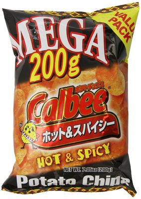 Calbee Mega Potato Chips - Hot and Spicy Flavor, 7.05 Ounce (Pack of 2)