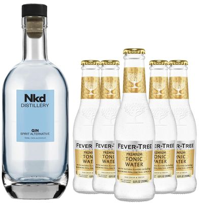 Nkd Distillery Gin Alternative Premium Non-Alcoholic Spirit - Zero Alcohol - With Fever Tree Tonic [ 5 Pack ]
