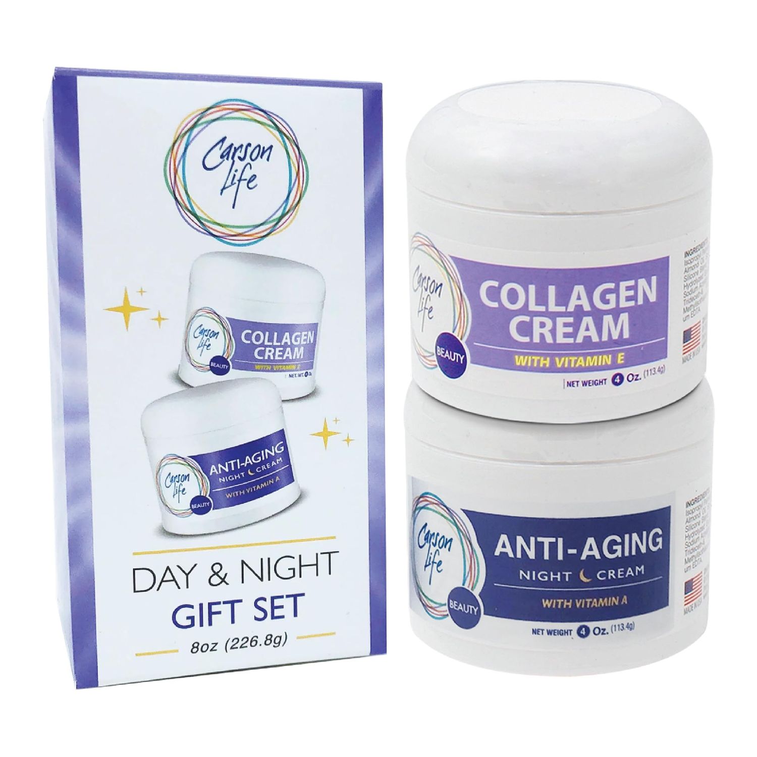 Carson Life Day and Night Moisturizers for Face - Exclusive Day Cream and Night Cream Set - Collagen Cream and Night Cream for Women Anti-Aging.