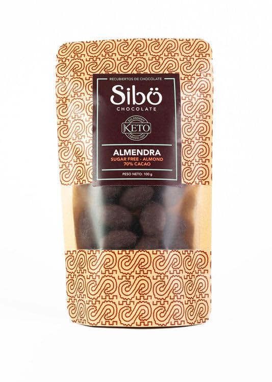 Sib Costa Rican Keto Chocolate Covered Almonds - 70 Dark Chocolate with Premium Cacao - Sugar-Free, Low-Carb, Keto Certified, Naturally Sweetened with Erythritol - 3 oz