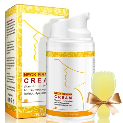 Retinol Guasha Neck Firming Cream, Collagen Hyaluronic Acid Neck Cream- Anti-Aging Moisturizer Cream for Tightening for Women Men on Neck D collet Lifting, Wrinkle Hydrating 1.7 FL OZ