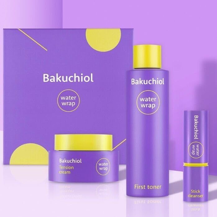 CHARMZONE Bakuchiol WaterWrap Set of 3 -Alternative to Retinol 99 Pure Bakuchiol Pore Tightening Firming Lifting Anti-aging Moisturizer Korean SkinCare Valentine Gift Set for Women