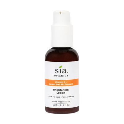 Sia Botanics Brightening Face Lotion (59ml2oz Pump Bottle) Facial Moisturizer wVitamin C, Lemon Peel Bio Ferment, Aloe Vera Natural, Clean, Botanical Skincare for Women