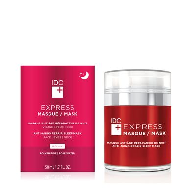 IDC Dermo Express Mask with REGEN(16) Anti-Aging Technology Overnight Sleeping Gel Mask for Face, Eyes, and Neck Hydrates, Nourishes, Rejuvenates Skin All Skin Types 1.6 fl. oz 50 mL
