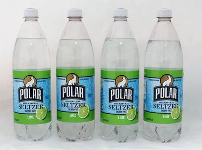 Lime Seltzer by Polar Beverages 1 liter (33.8 fl oz) Bottles (4 Bottles)