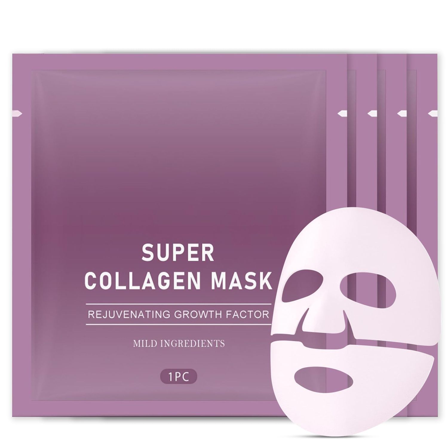 Erinde 4 Pack Collagen Face Mask, Deep Hydrolyzed Collagen Mask Anti Wrinkle Lifting Mask, Overnight Hydrating Face Mask for All Skin Type, Elasticity Enhancing, Firming, Moisturizing