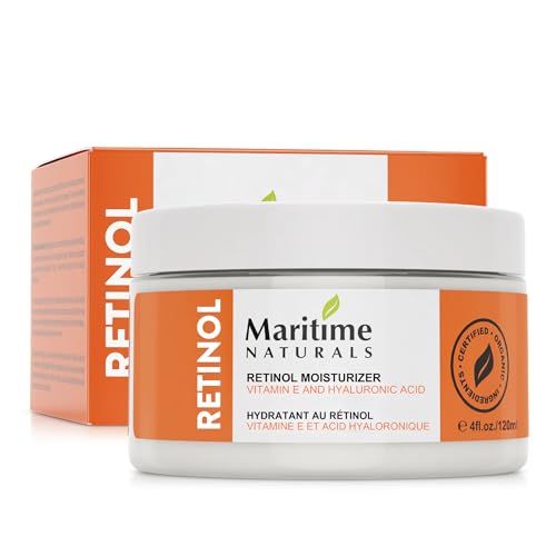 Maritime Naturals Retinol Moisturizer for face with Hyaluronic Acid Organic Ingredients Professional Results with Retinol Face Moisturizer Day Night Cream for Women Men (120ml)