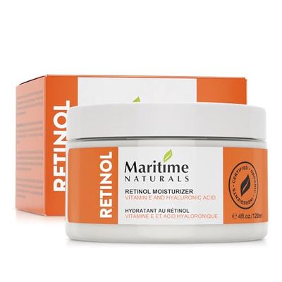 Maritime Naturals Retinol Moisturizer for face with Hyaluronic Acid Organic Ingredients Professional Results with Retinol Face Moisturizer Day Night Cream for Women Men (120ml)