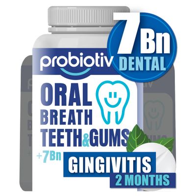 Probiotiv Oral Probiotics for Mouth Bad Breath 7 Billion CFU - Chewable Dental Probiotics for Teeth Gums, Breath Freshener, Combats Halitosis, Tonsil Stone, Gingivitis Thrust Antifungal for Adults