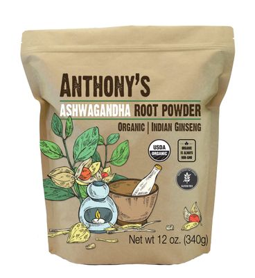 Anthony&#39;s Organic Ashwagandha Powder, 12 oz, Batch Tested Gluten Free, Indian Ginseng, Non GMO, Keto Friendly