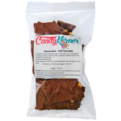 CandyKorner Milk Chocolate Almond Bark - 1 Pound - Gourmet Handmade Chocolate with Roasted Almonds - 16 Ounces by CandyKorner